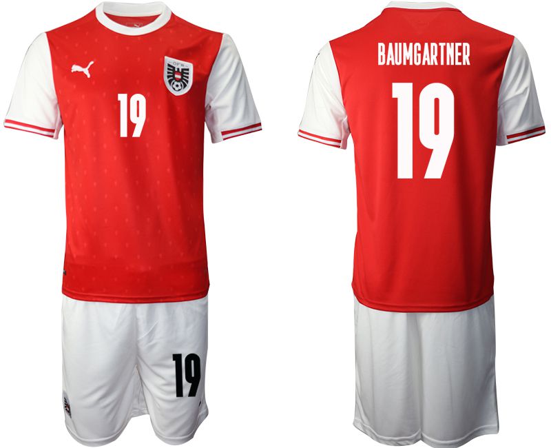 Men 2020-2021 European Cup Austria home red #19 Soccer Jersey->austria jersey->Soccer Country Jersey